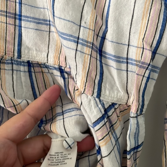 Anthropologie Academia Plaid Peplum Lightweight blouse Sz 0 - Picture 5 of 8
